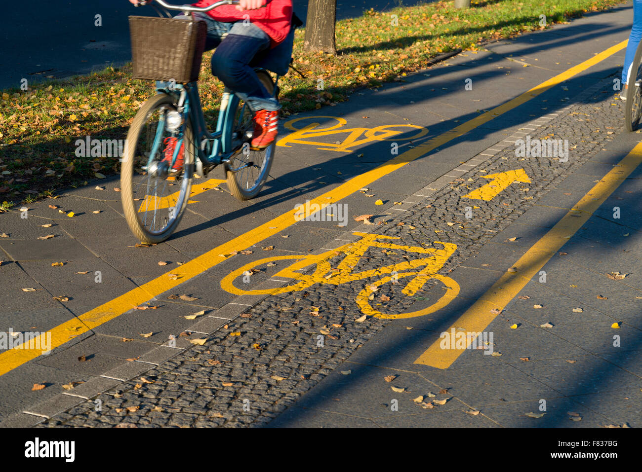 bicycle lanes are marked with