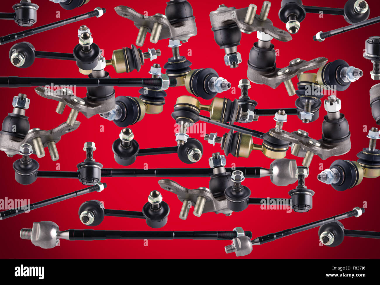 Many spare parts for chassis passenger car on a white background Stock ...