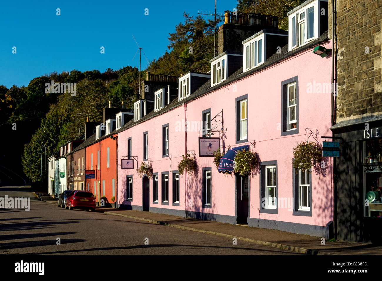The Tobermory Hotel, Main Street, Tobermory, Isle of Mull, Argyll and Bute, Scotland, UK. Stock Photo