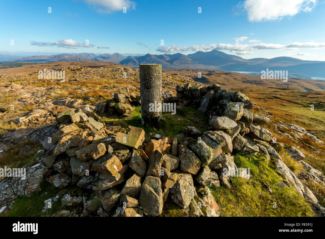 The Ben More range from the summit of Beinn na Drise, Isle of Mull, Argyll and Bute, Scotland, UK. Ben More is on the right. Stock Photo