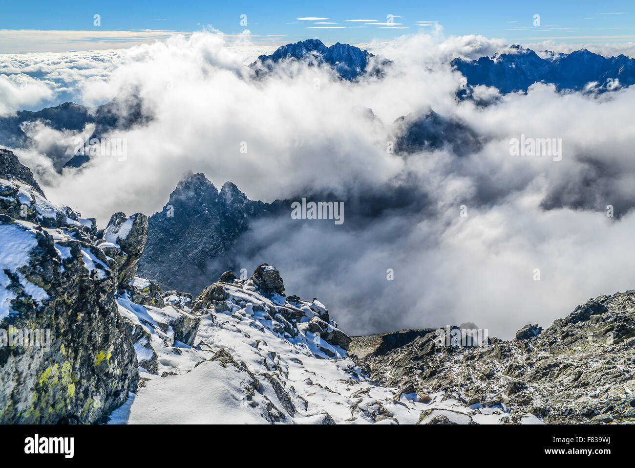 Tatra Mountains above clouds - panorama Stock Photo - Alamy