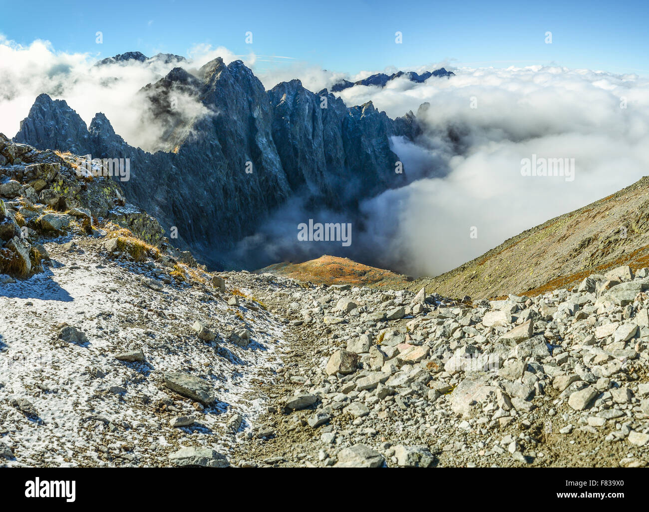Tatra Mountains above clouds - panorama Stock Photo - Alamy