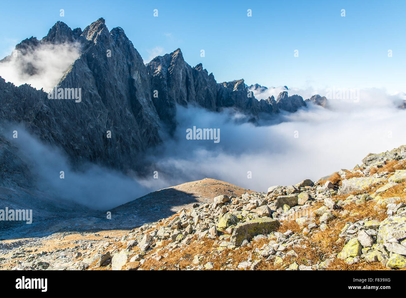 Tatra Mountains above clouds - panorama Stock Photo - Alamy