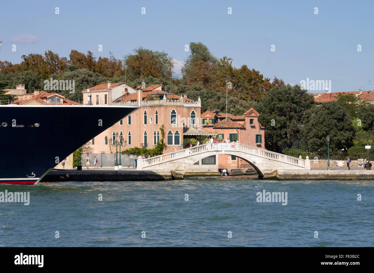 Superyacht bow Venice Stock Photo