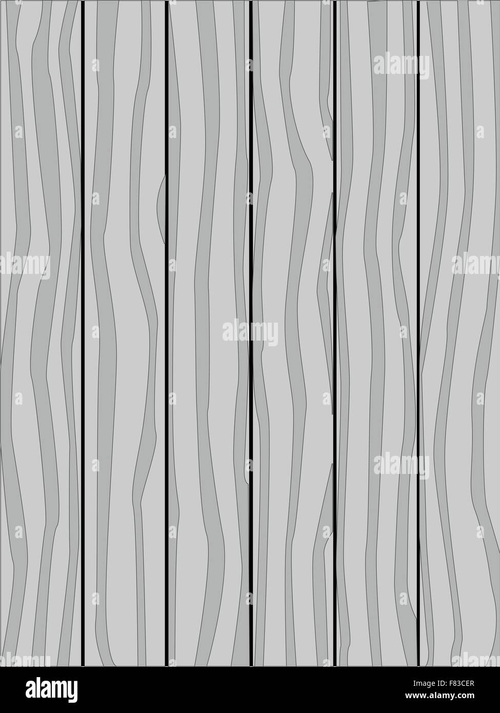 A grey timber fence made of softwood planks showing the wood grain. Stock Vector