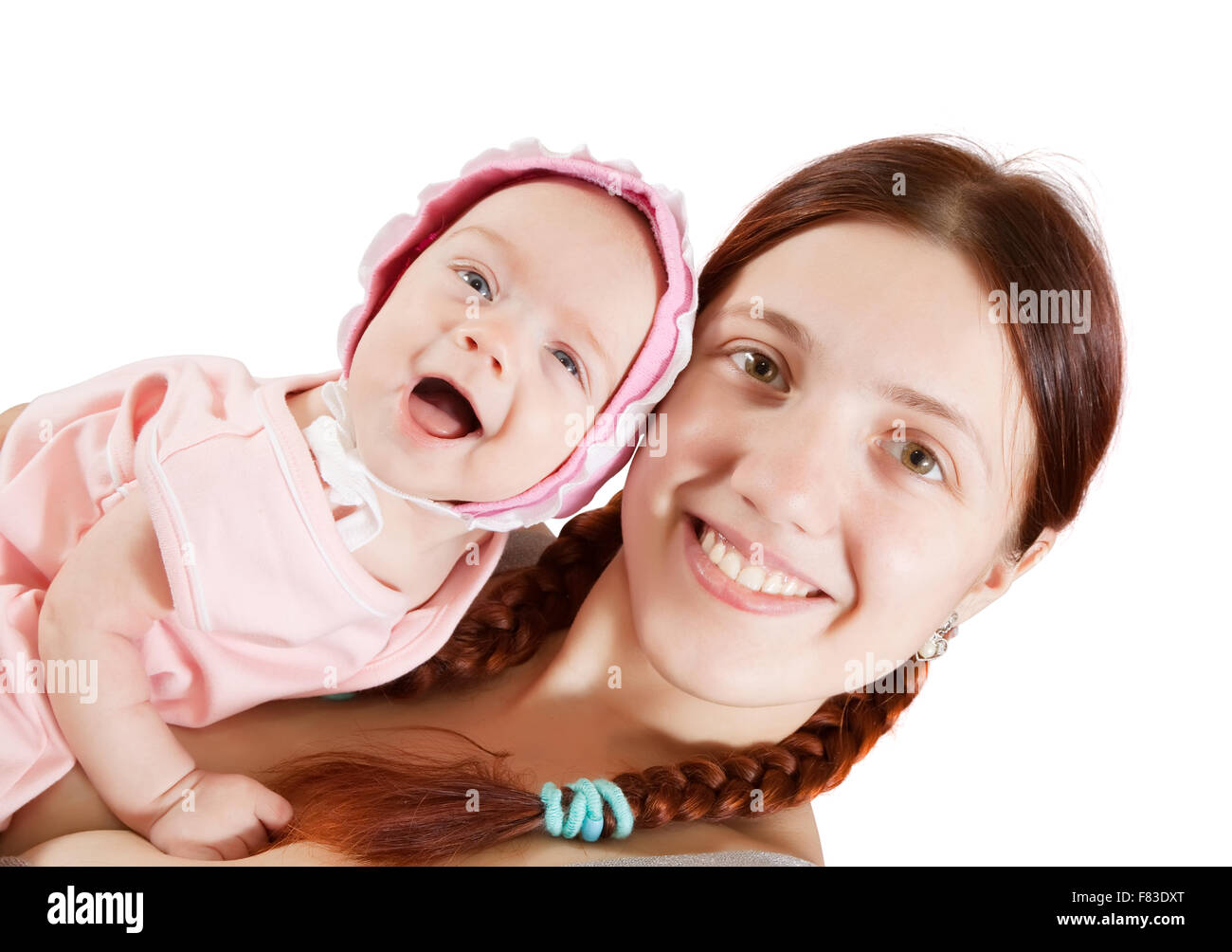 Happy mother with her little baby. Isolated over white Stock Photo - Alamy