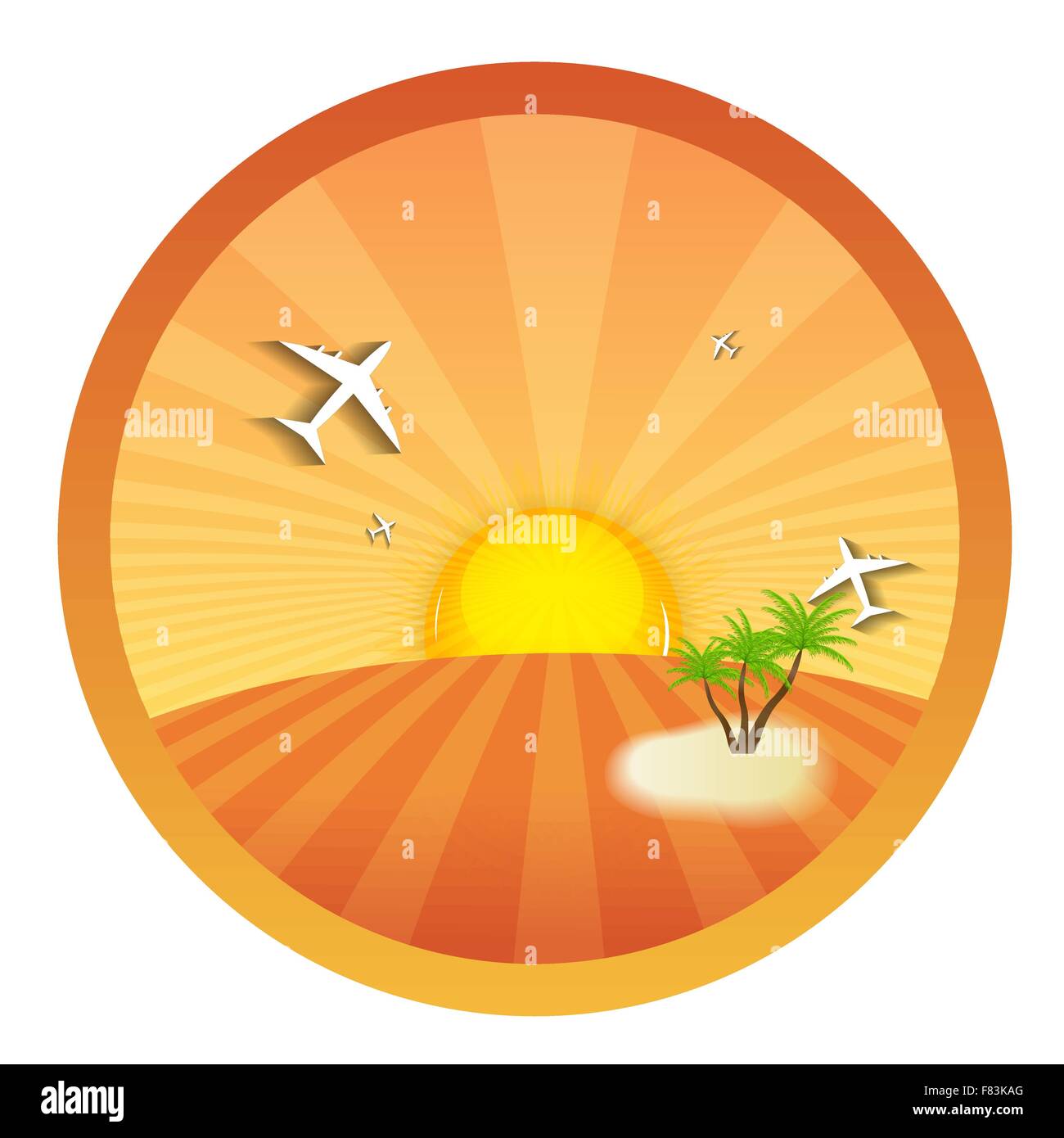 Travel Round Icons with the Landscape. Vector Illustration Stock Vector ...