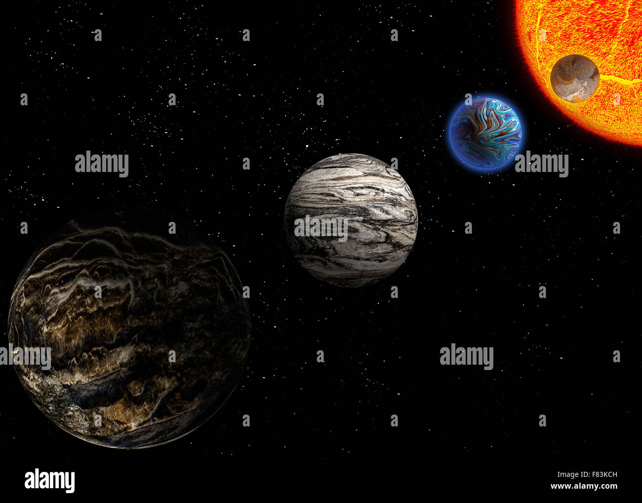 Illustration of a alien planets. Stock Photo