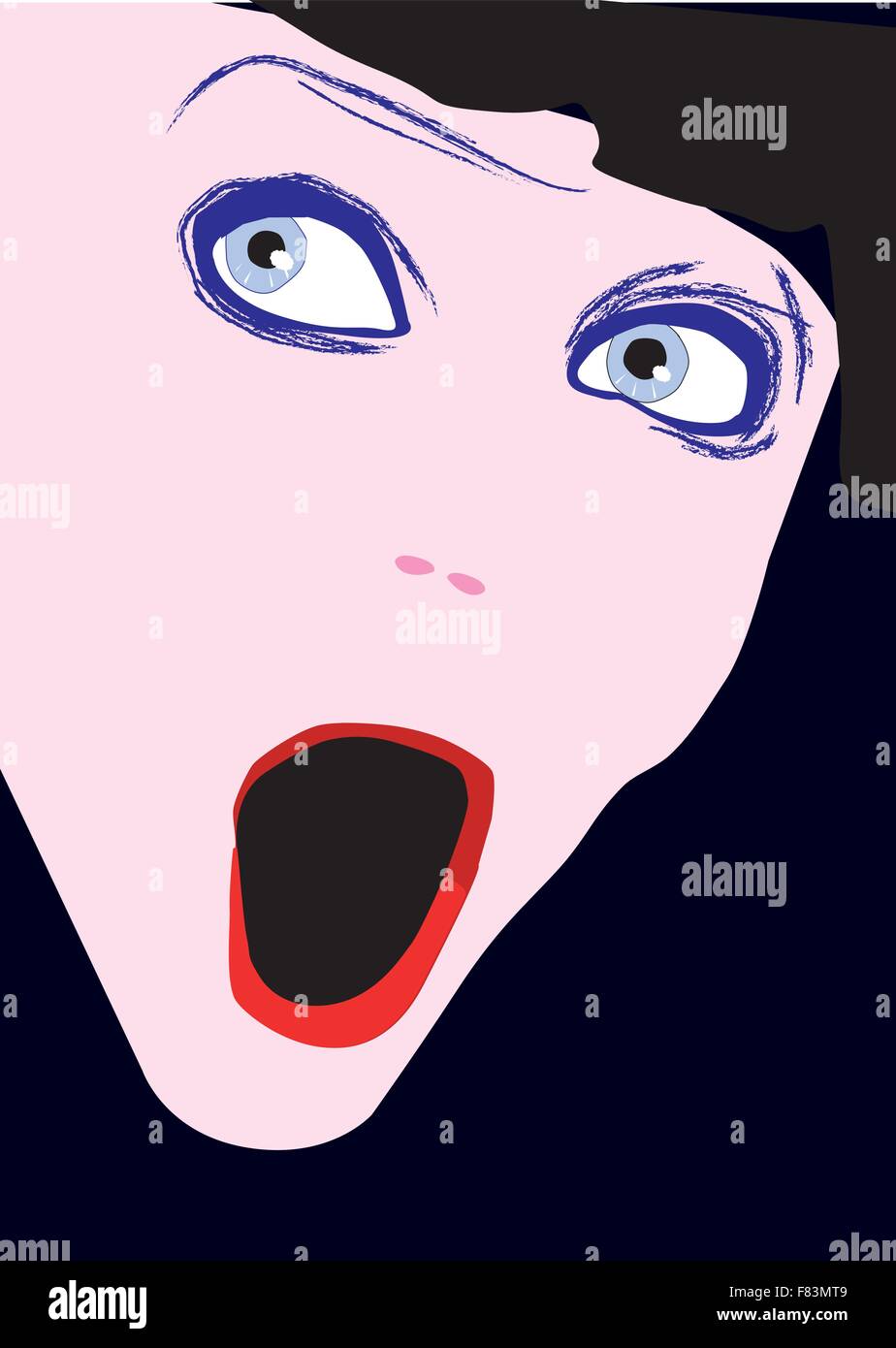 A modern girl with her mouth wide open Stock Vector