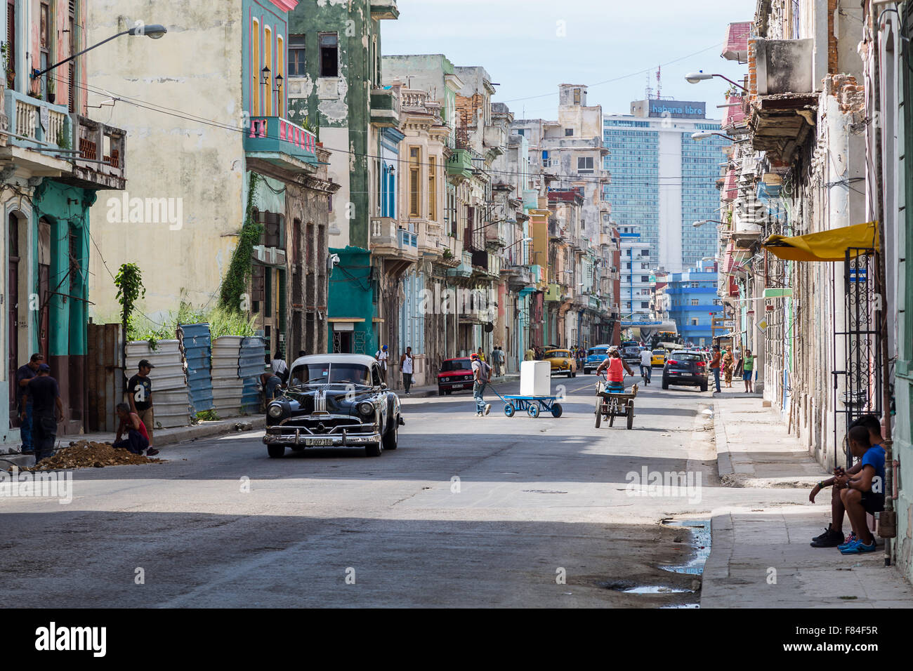 Busy street in Centro Havana Stock Photo