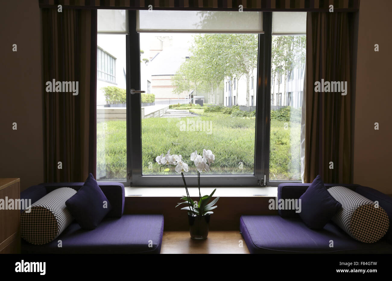 Guest room of the Fitzwilliam Hotel in Dublin. Ireland Stock Photo