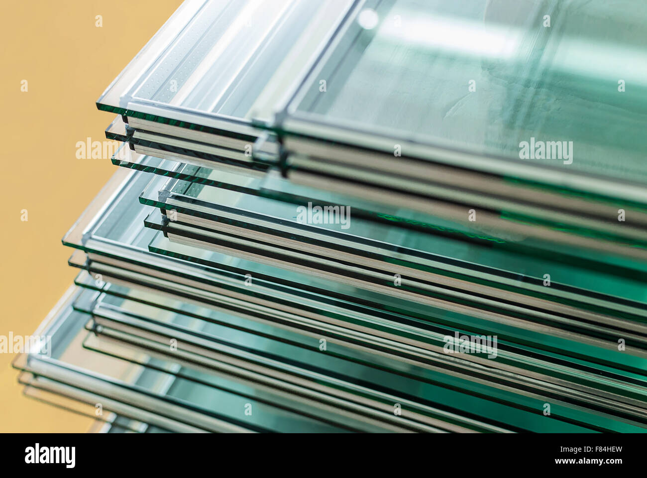 Sheets of Tempered Window Glass panels cut to size Stock Photo Alamy