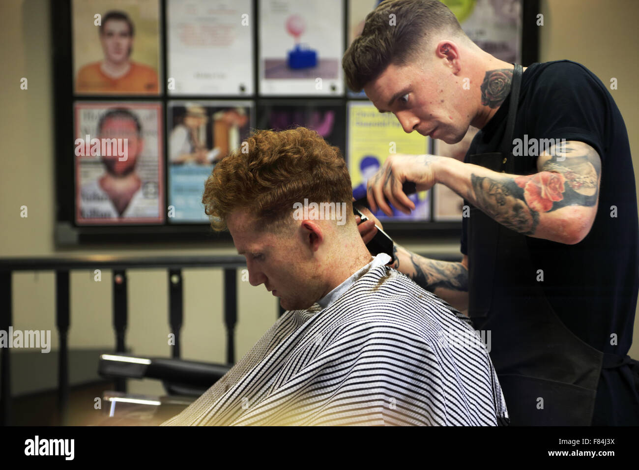 Haircutting customer hairdresser hires stock photography and images