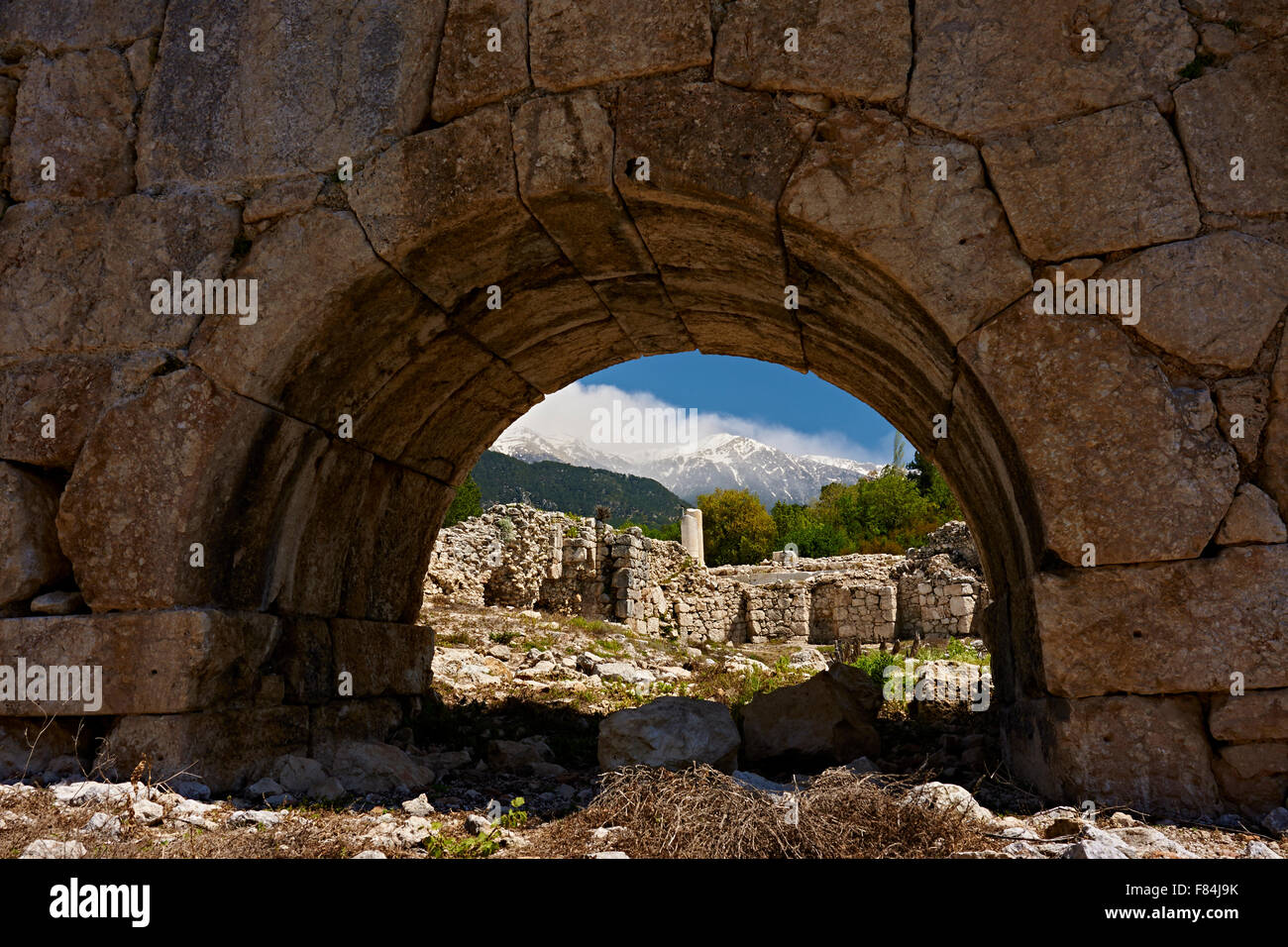 Lycian ruins, Ashlar arch. Stock Photo