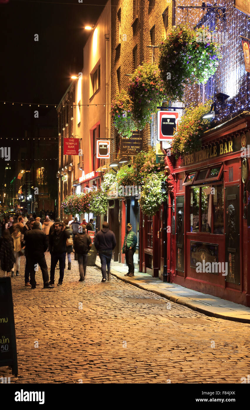 The night view of the Temple Bar Pub in Temple Bar area, Dublin, Ireland Stock Photo