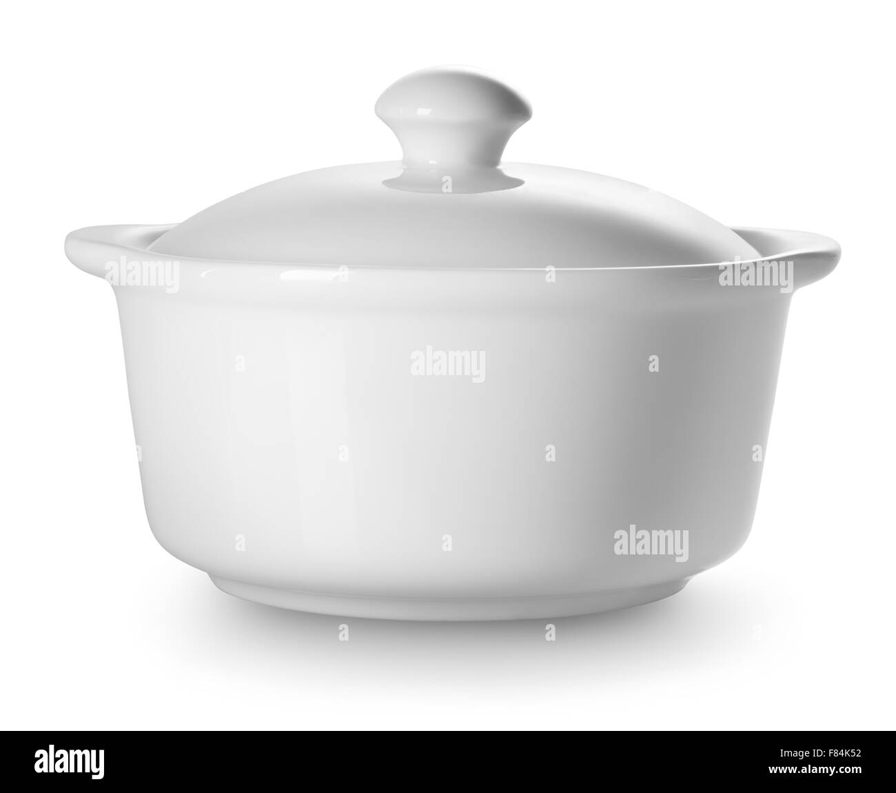 Small ceramic tureen isolated on a white background Stock Photo