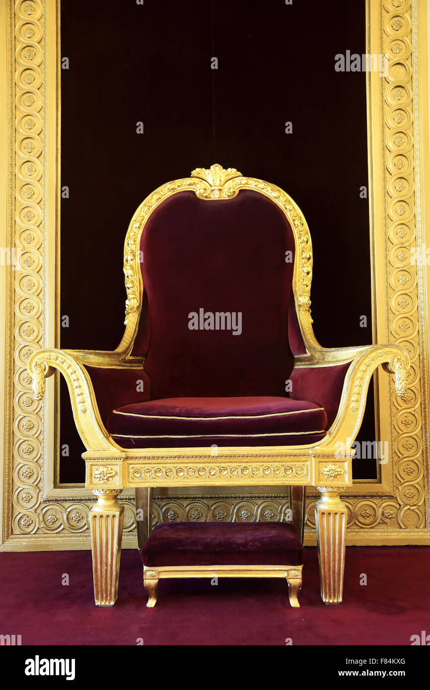 Royal throne in the Throne Room in Dublin Castle.Dublin.Ireland Stock Photo