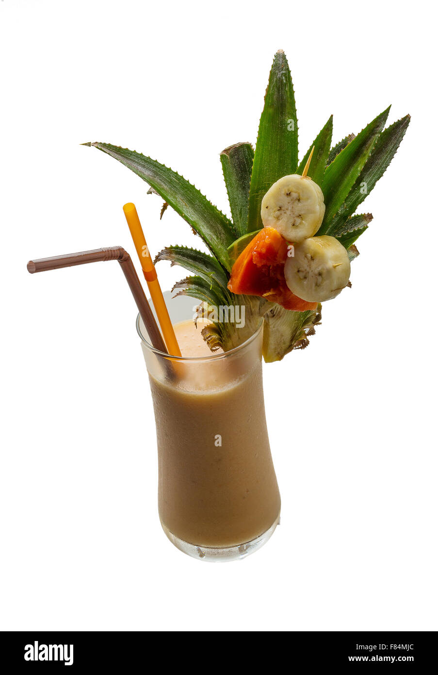 Pineapple shake with banana and papaya Stock Photo Alamy