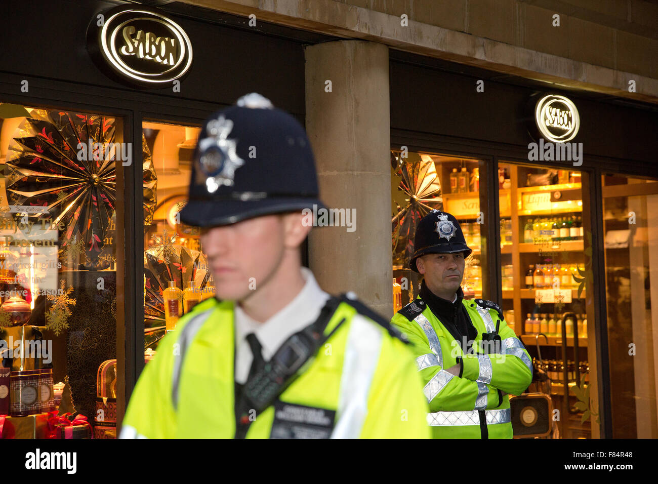 London, UK. 05th Dec, 2015. There were almost as many police officers as protesters from London Palestine Action outside the Israeli-owned Sabon store in Covent Garden. Credit:  Mark Kerrison/Alamy Live News Stock Photo