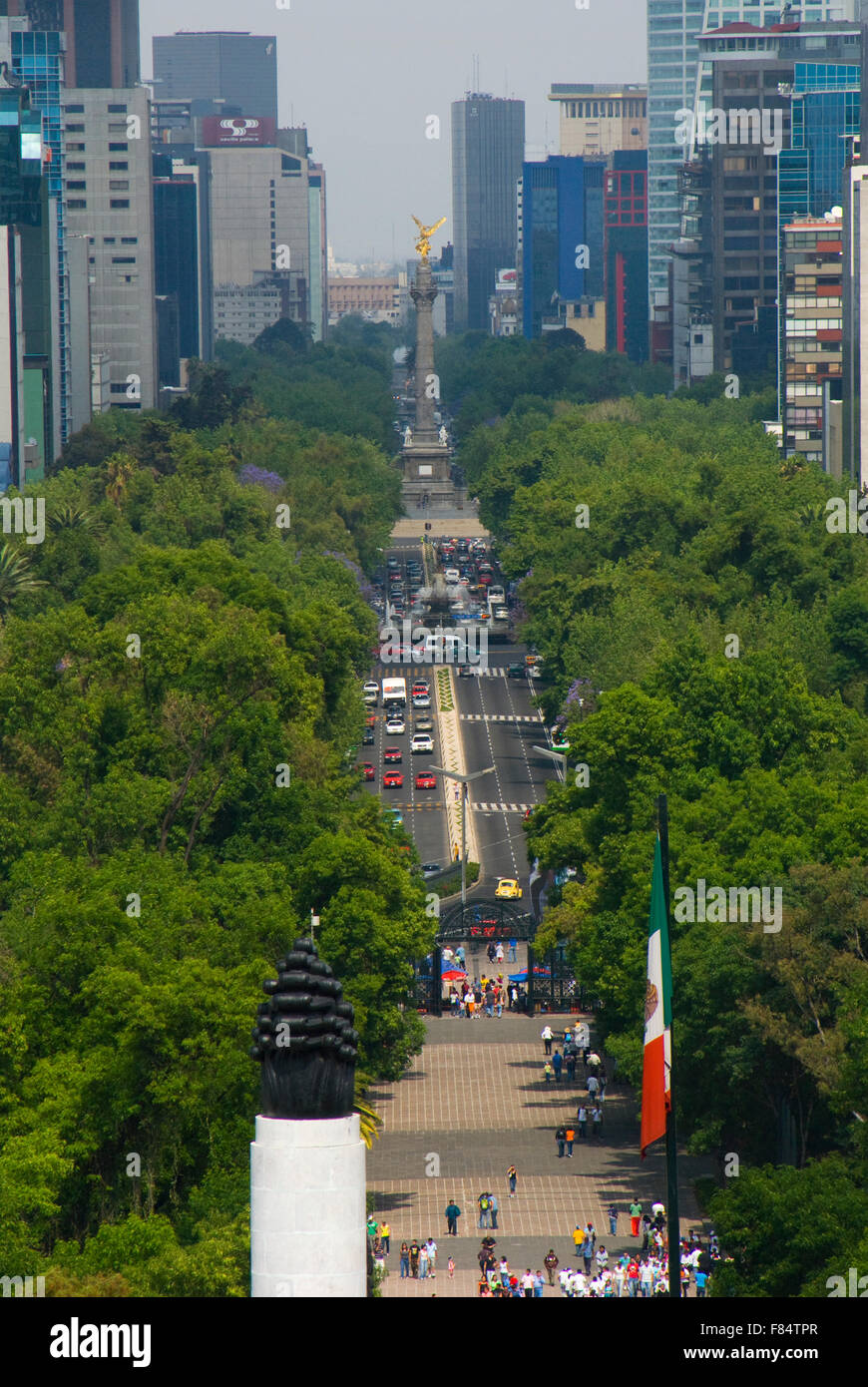 Aerial view of the Paseo de la Reforma, Mexico City, Mexico Stock Photo