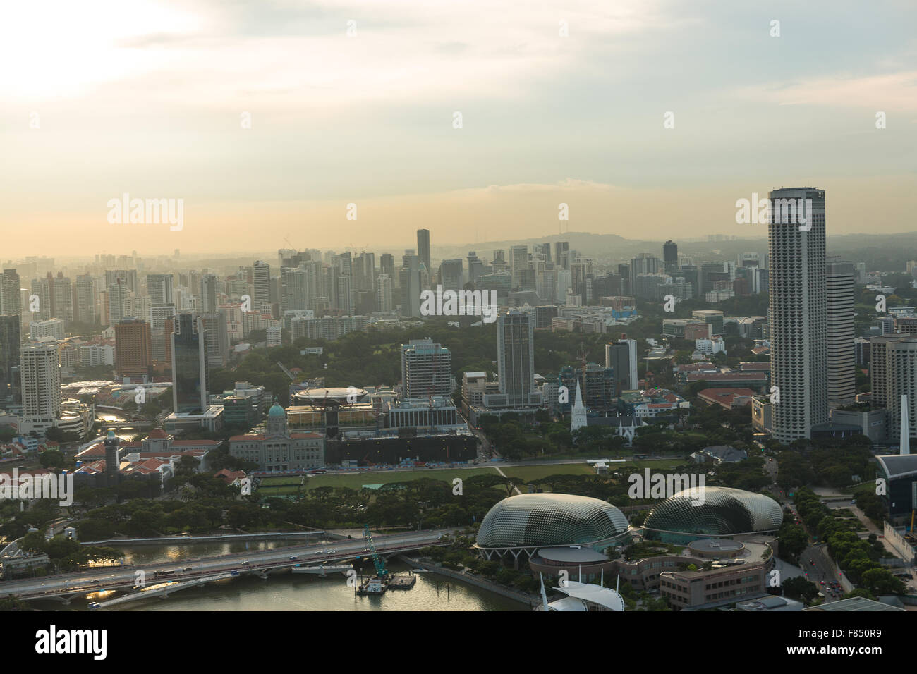 View of Singapore city skyline at sunset Stock Photo - Alamy
