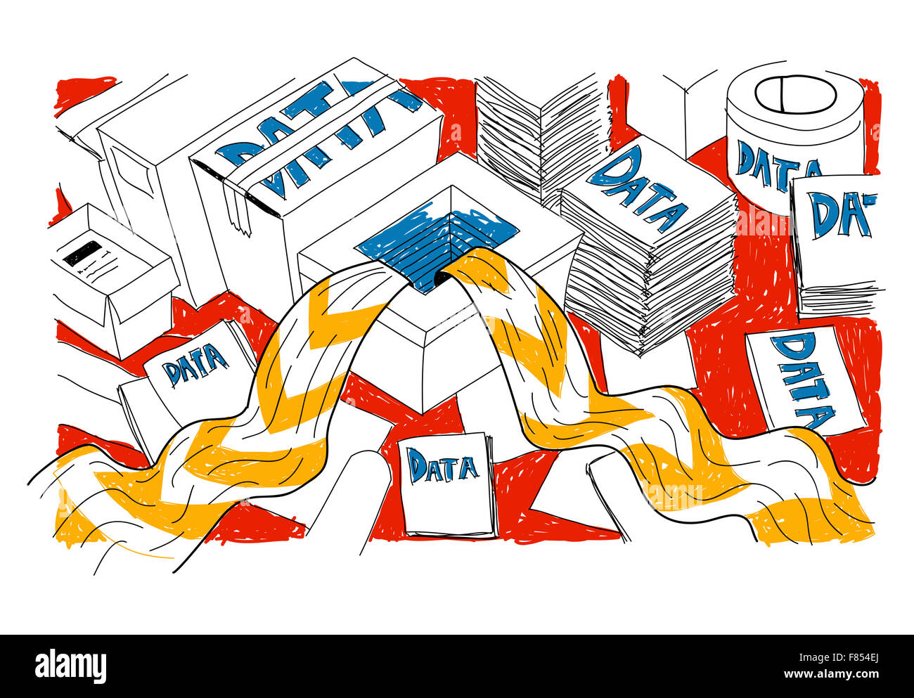 Data Information Overflow Excess Sketch Concept Stock Photo - Alamy