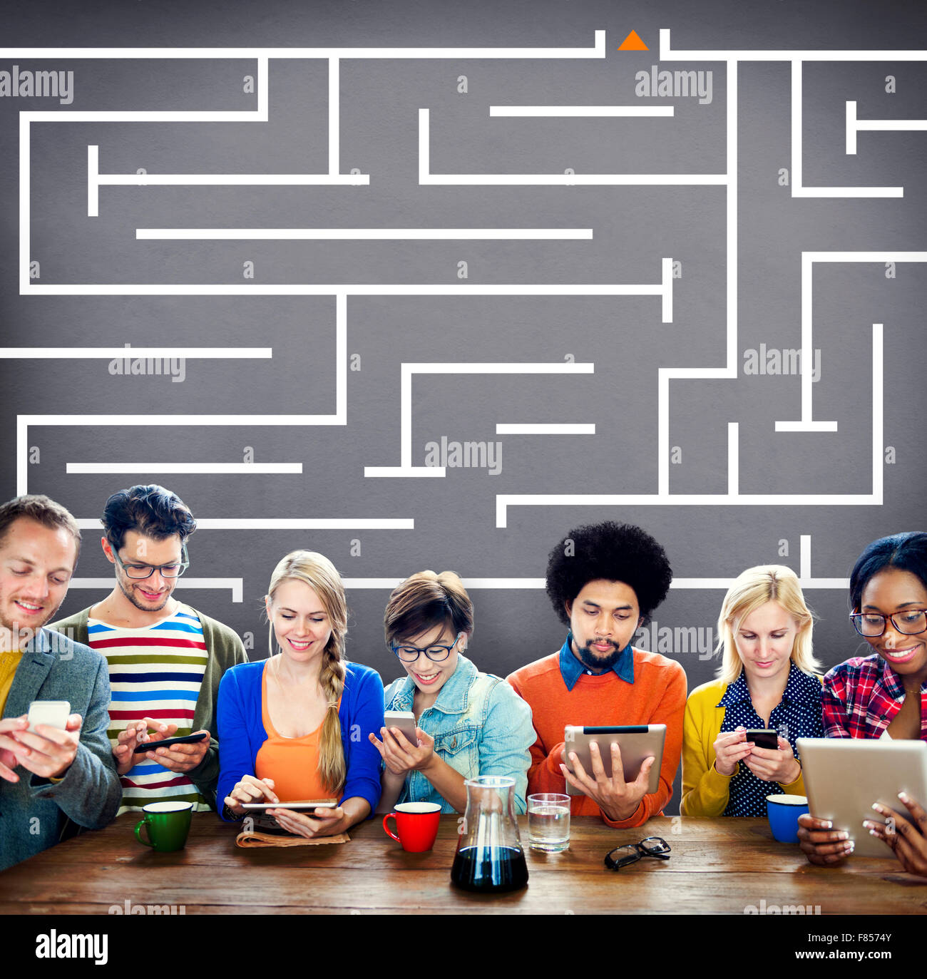 Maze Strategy Success Solution Determination Direction Concept Stock