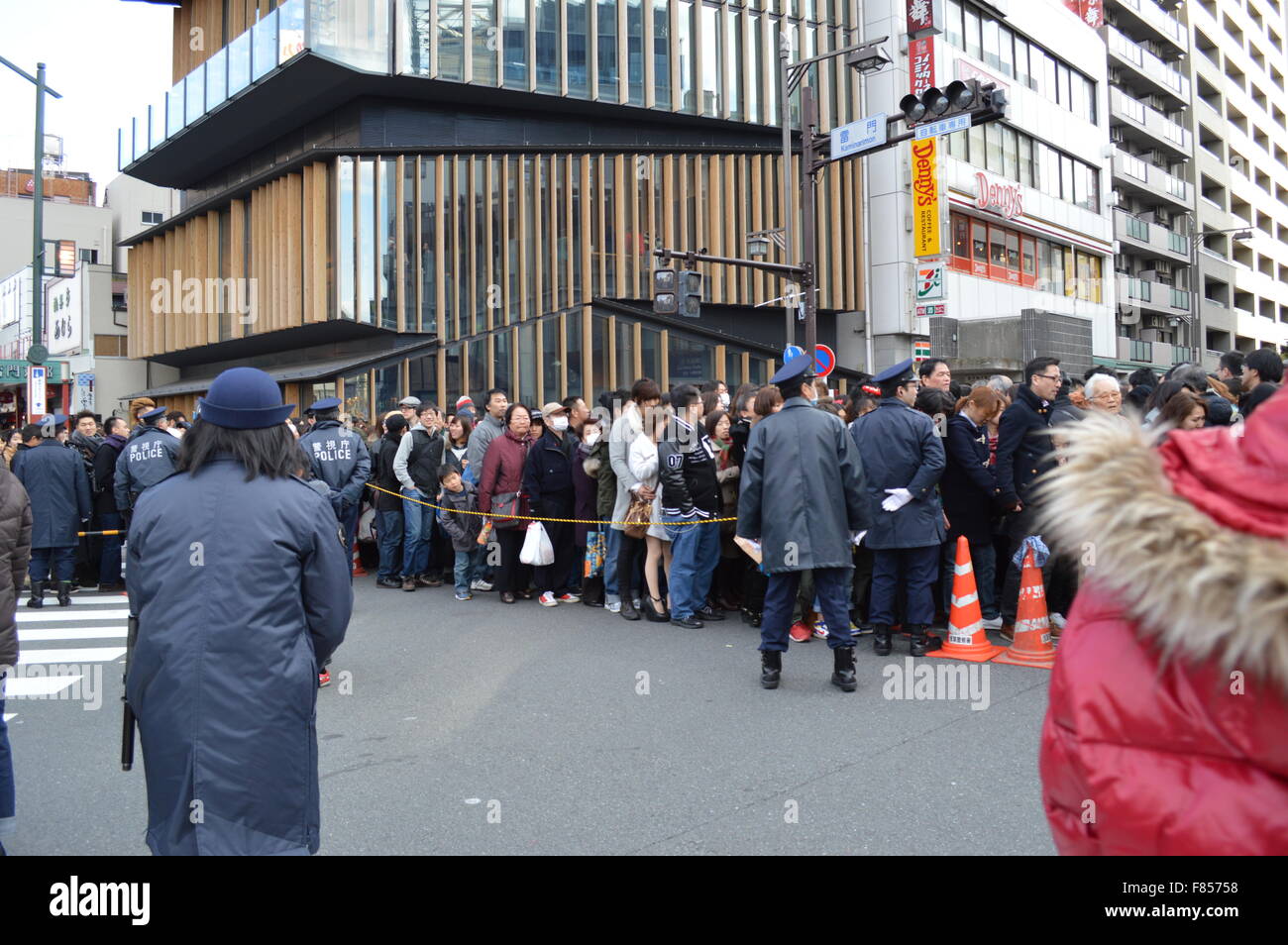 Japanese people gather in a shrine on New Year eve-2016 Stock Photo