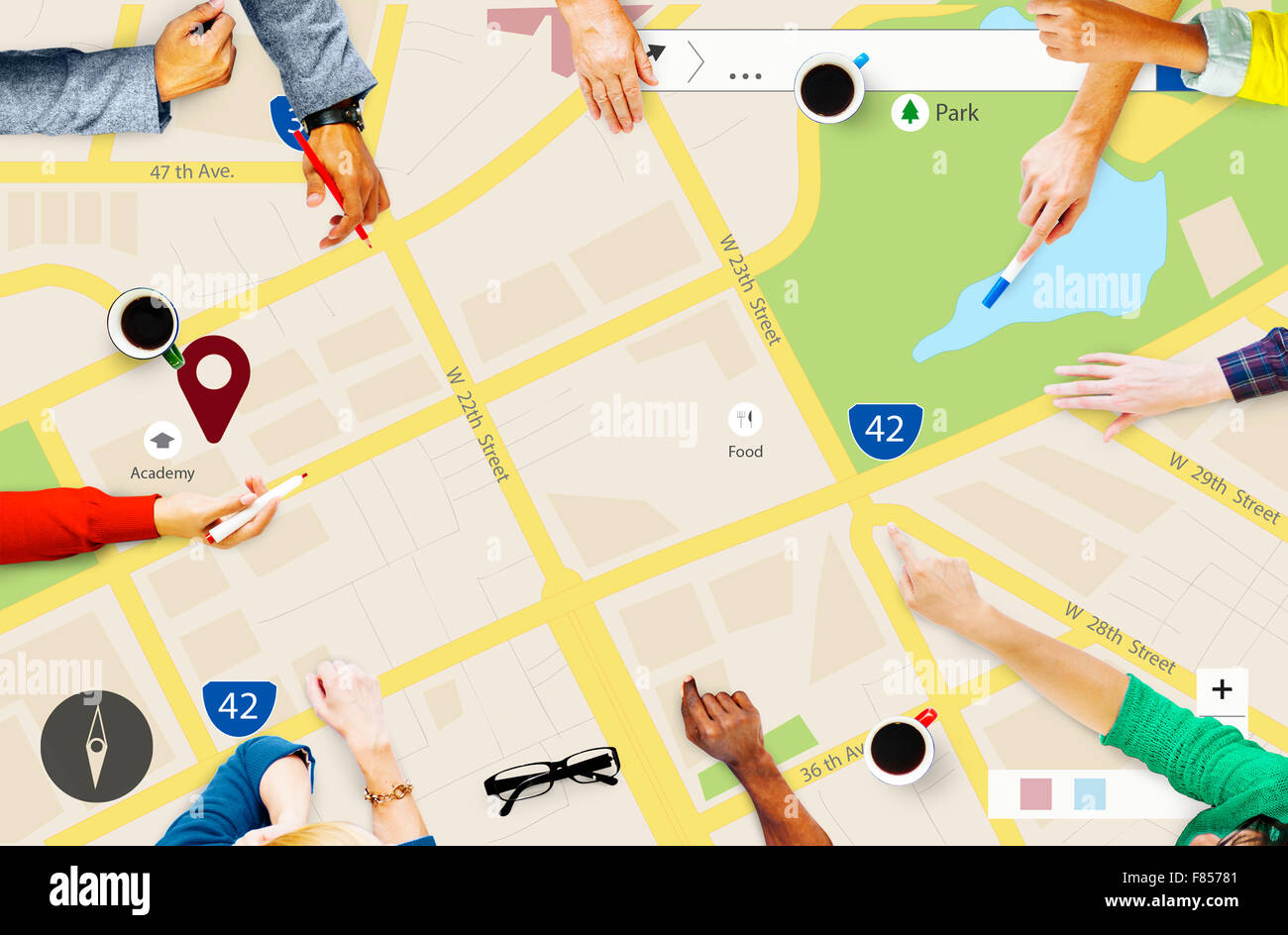 Map Mapping Location Guideline Navigation Concept Stock Photo - Alamy