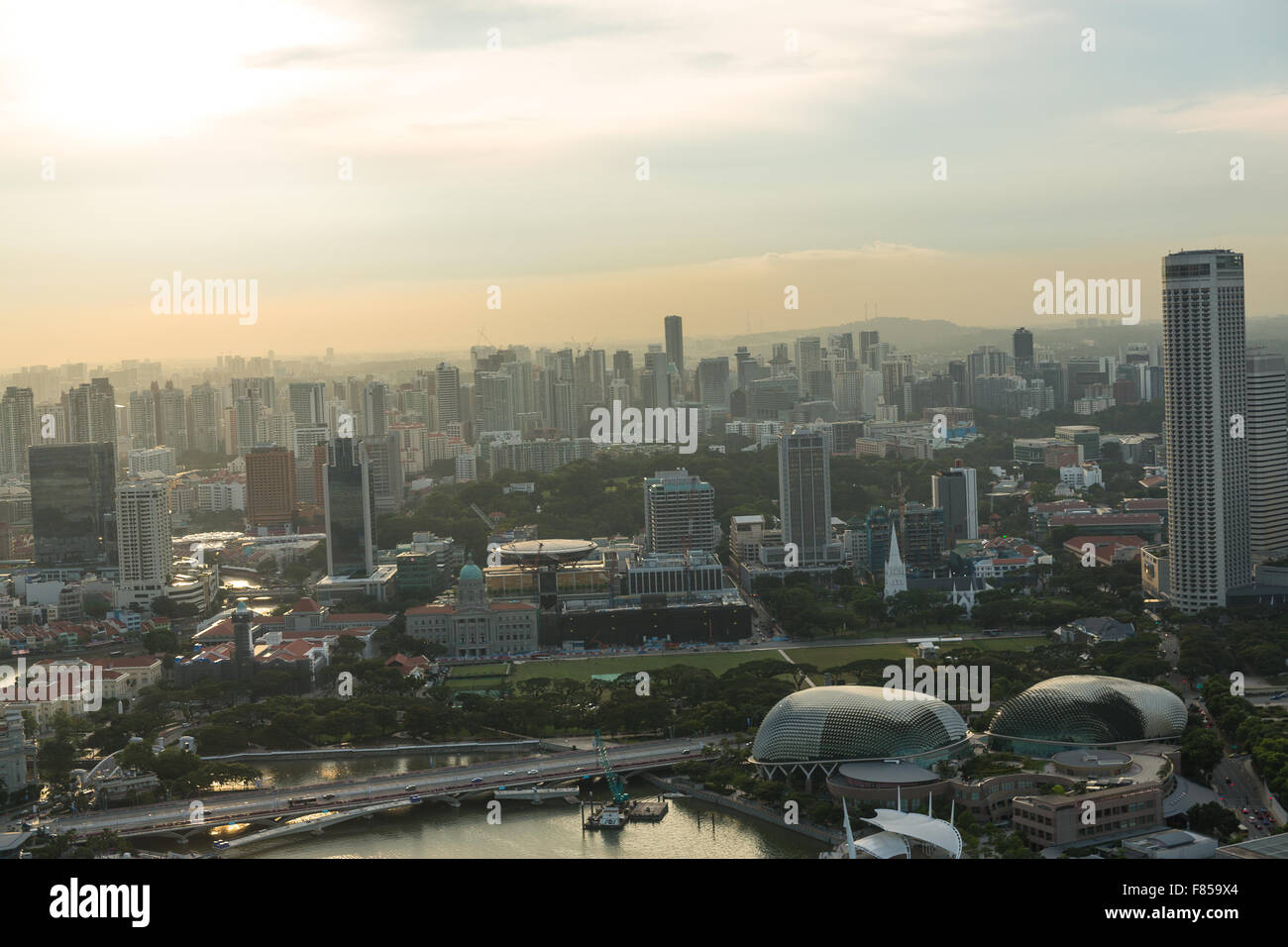View of Singapore city skyline at sunset Stock Photo - Alamy