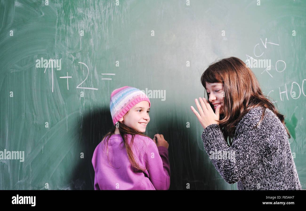 happy young school girl portrait on math class Stock Photo - Alamy