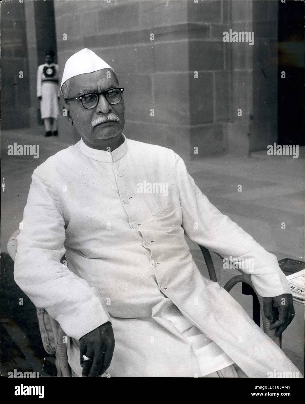 1958 - The president of India, dr.Rajendra prasad relaxes on he terrace of of his palace in new Delhi. interview with India president: the rarely photographer president of India granted a photographic interview to keystone's photograph norace Abraham at the rashtrapati Bhavan (white house), formerly the viceregal palace in new Delhi, and now the official residence of the president of India. Greatly loved and respected, the president, the hon. Dr. Rajendra prasad, M.a., m.l. ll.d was born in 1884 and has been president of his country since 1950. Formerly a lawyer he appended practice when he jo Stock Photo