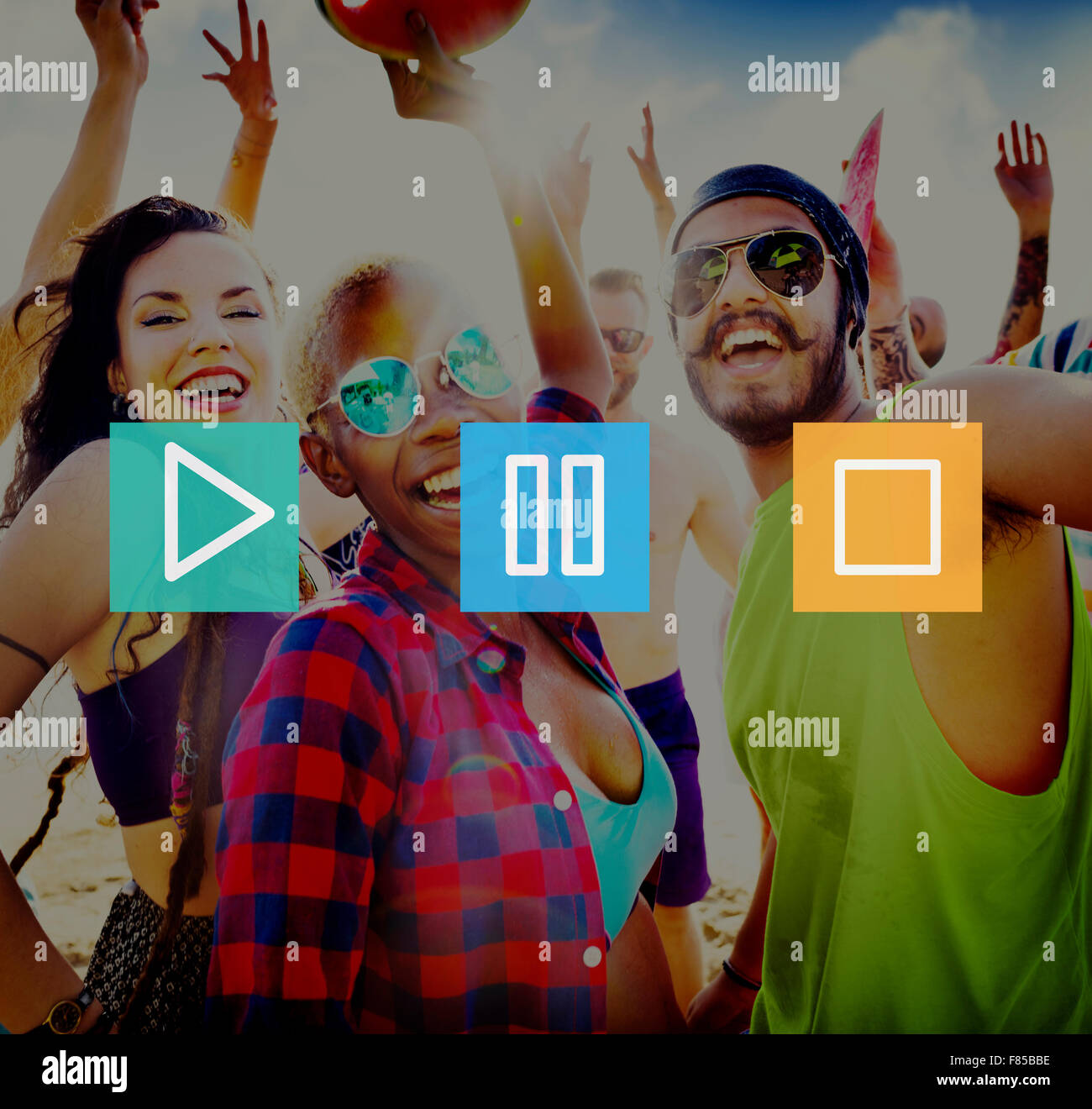 Buttons Multimedia Play Pause Stop Concept Stock Photo - Alamy