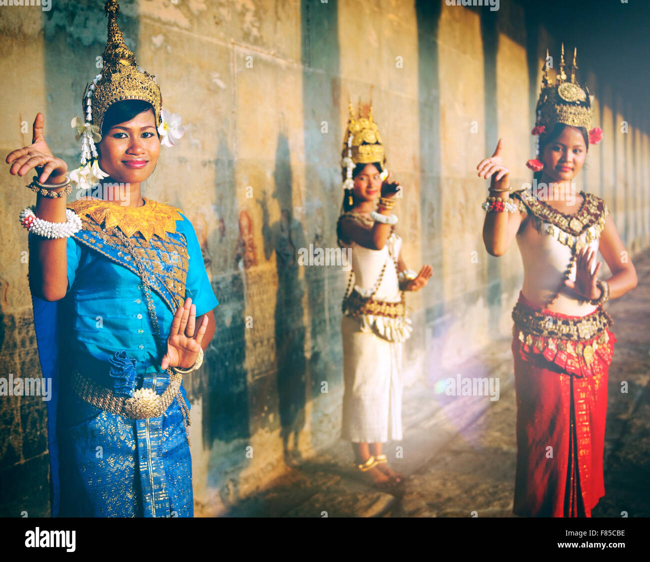 Cambodian Traditional Culture Apsara Female Tanquil Concept Stock Photo