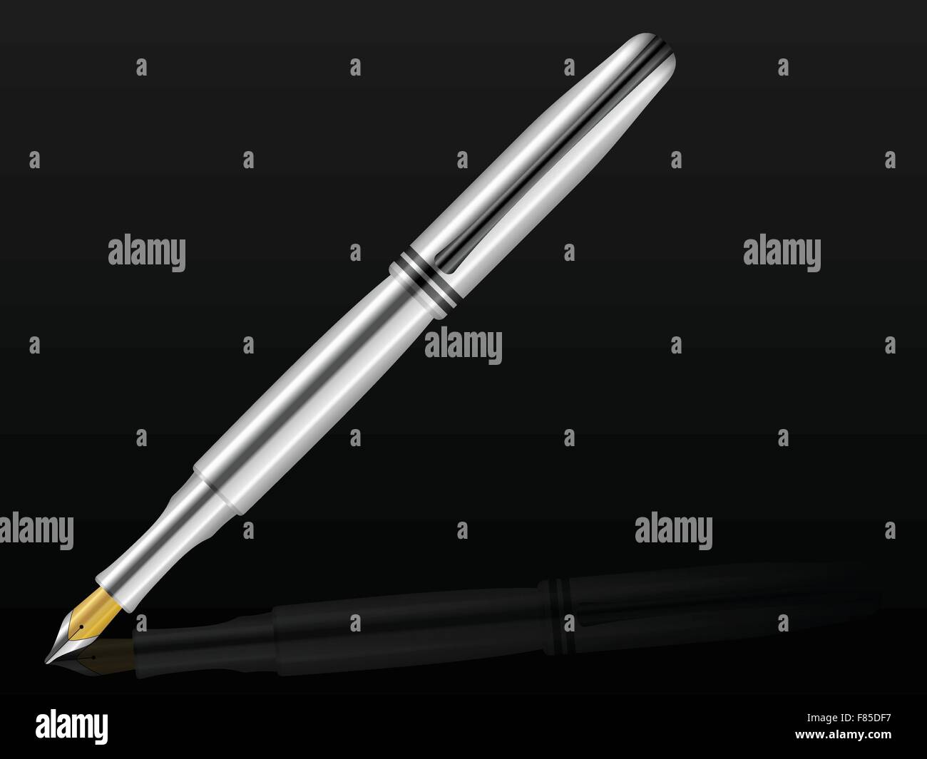 Fountain pen on a black background. Vector illustration Stock Vector ...
