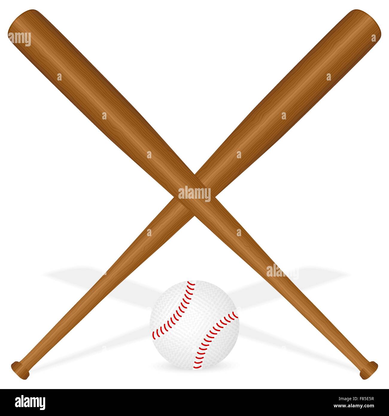 Baseball bats and ball on a white background. Vector illustration. Stock Vector
