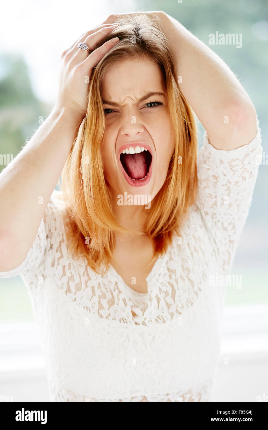 Girl shouting Stock Photo