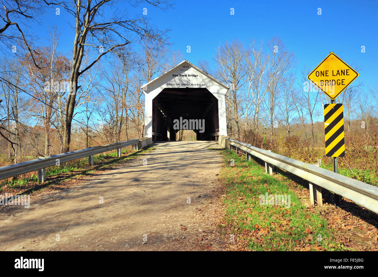 The Cox Ford Bridge over Sugar Creek in Parke County, Indiana, USA