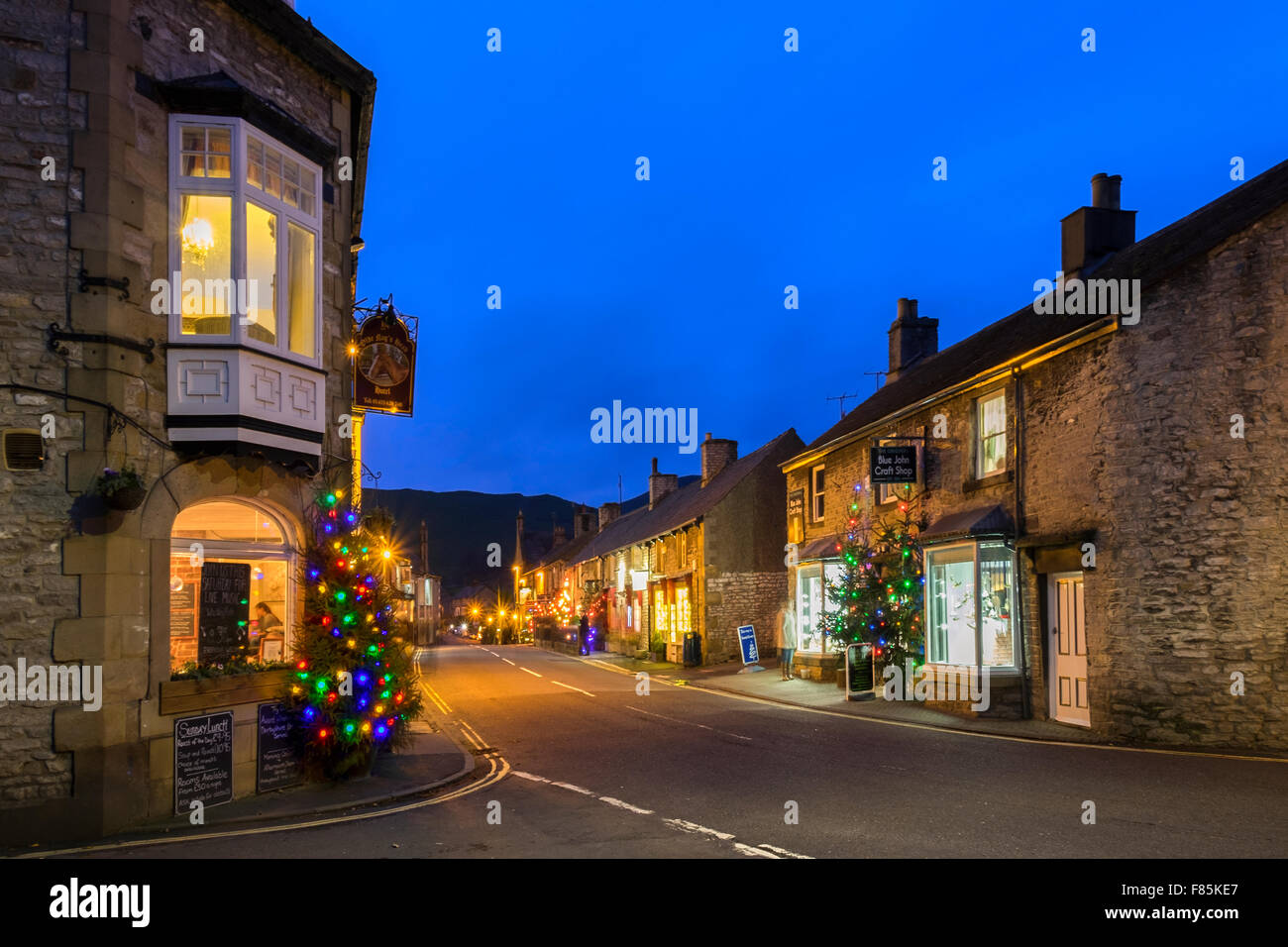 Castleton at Christmas, Peak District National Park, Derbyshire, UK Stock Photo