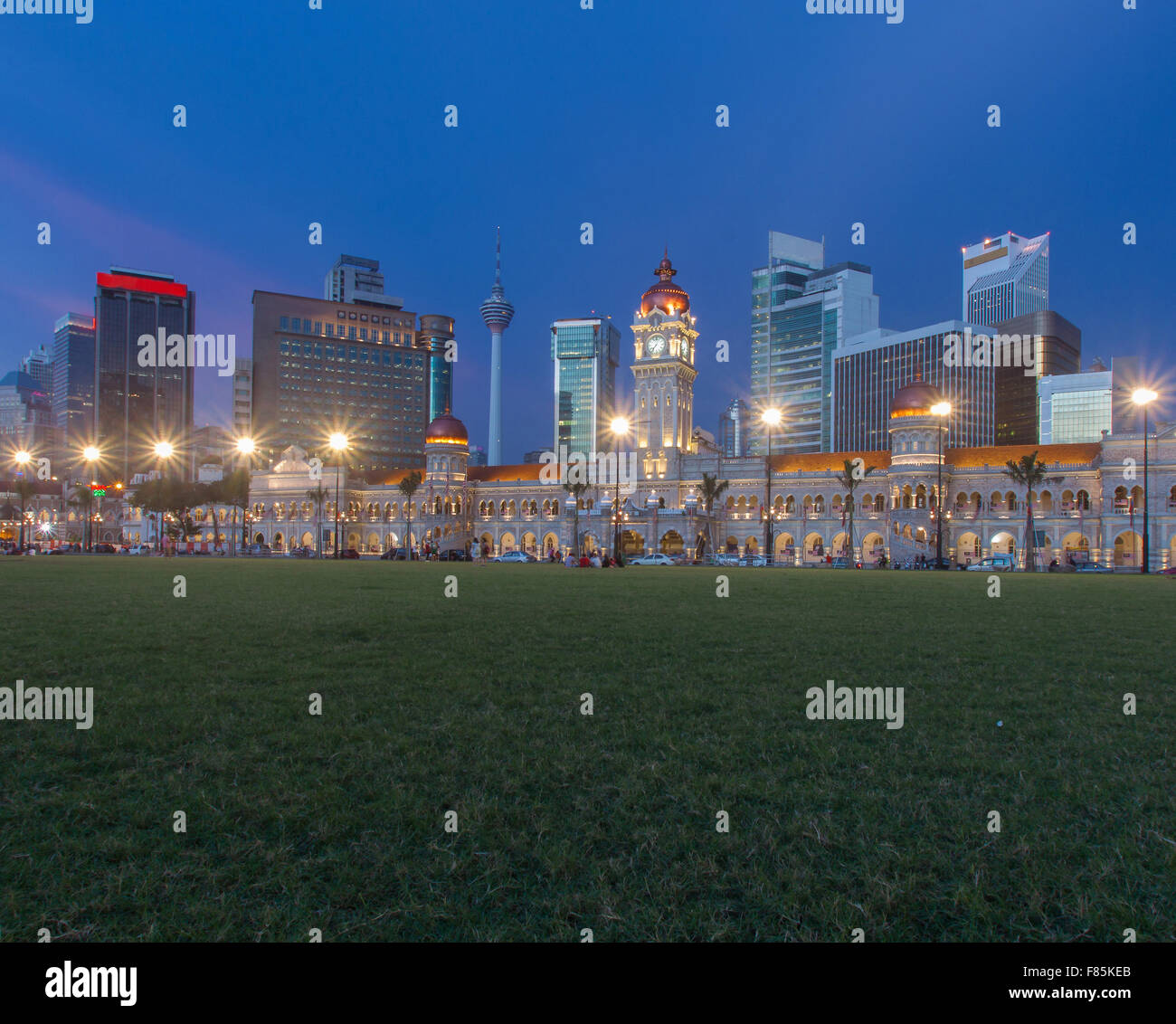 Merdeka Square in downtown Kuala Lumpur at twilight Stock Photo