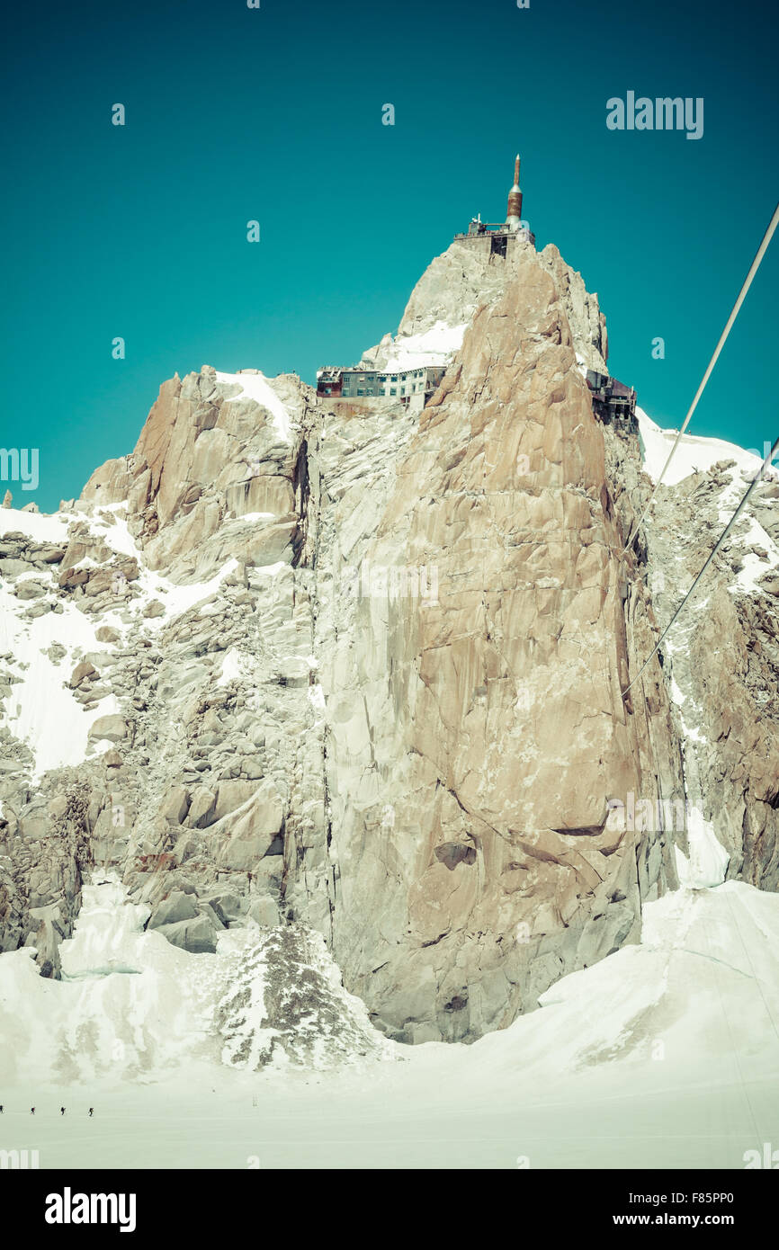View of the rock of Aiguille du Midi, mont-Blanc, France, by beautiful ...