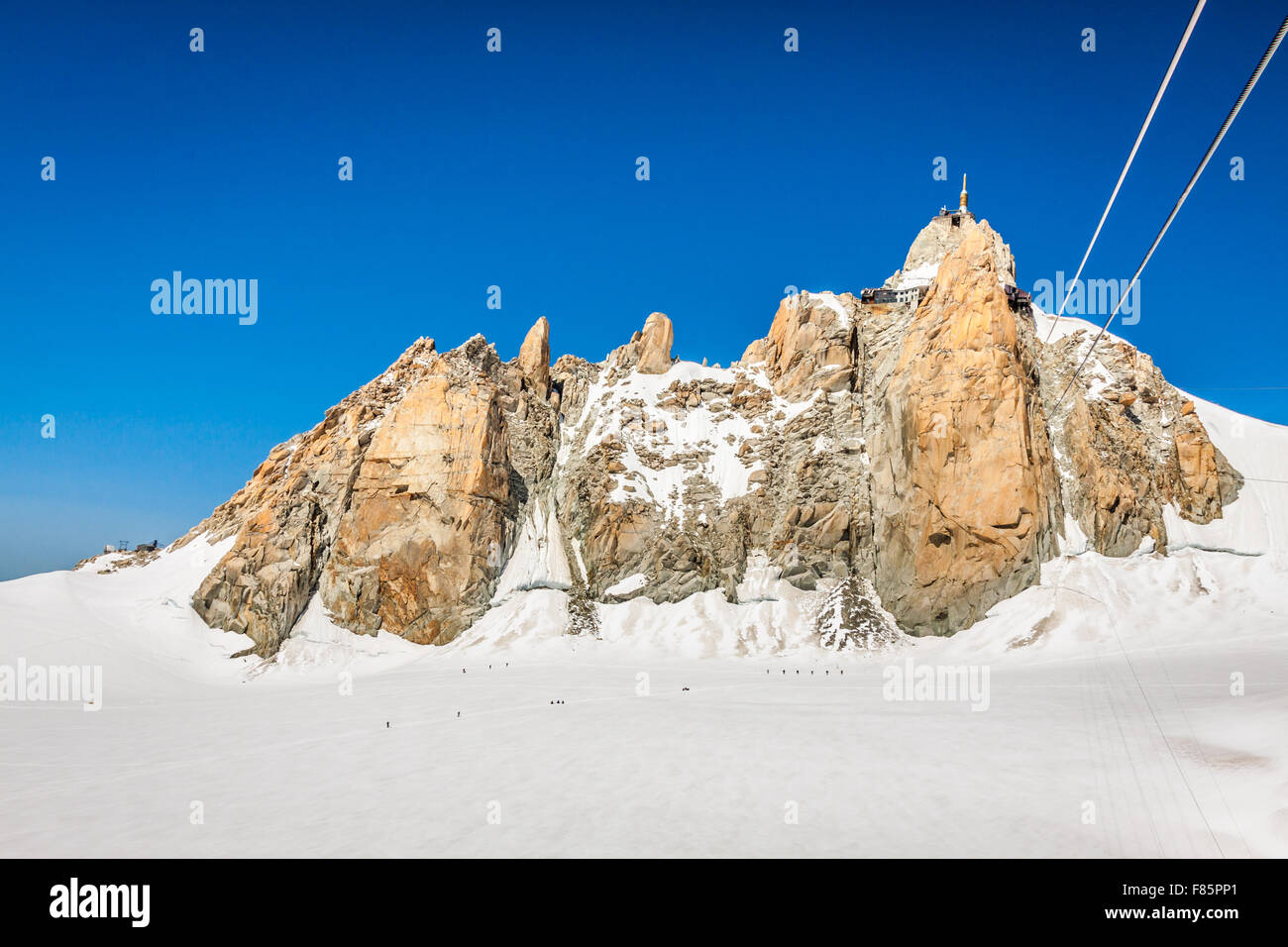 View of the rock of Aiguille du Midi, mont-Blanc, France, by beautiful ...