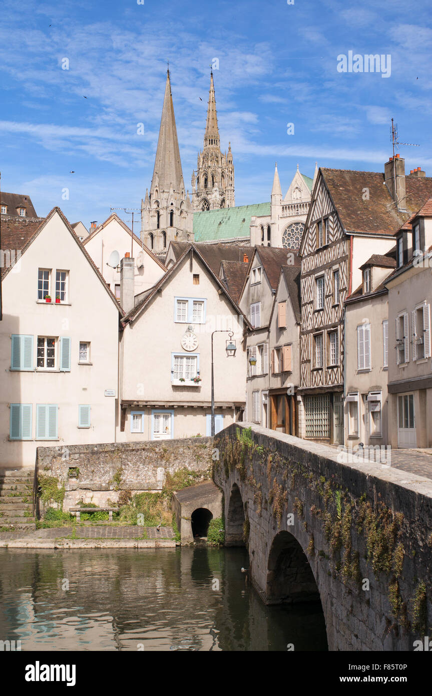 The old city of Chartres with the cathedral in the background, Eureet