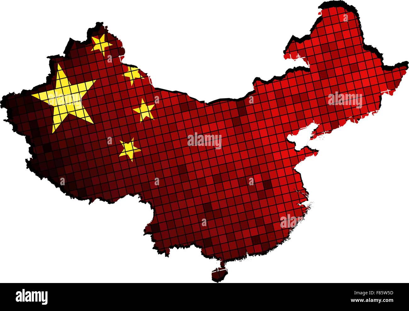 China map with flag inside Stock Vector Image & Art - Alamy