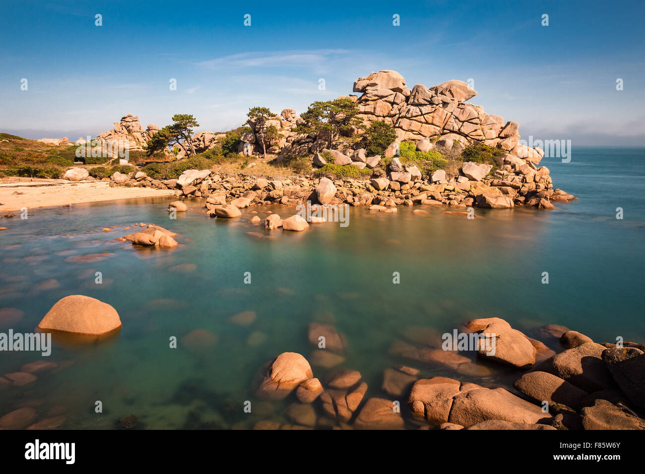 Atlantic ocean coast in Brittany near Ploumanac’h (France Stock Photo ...