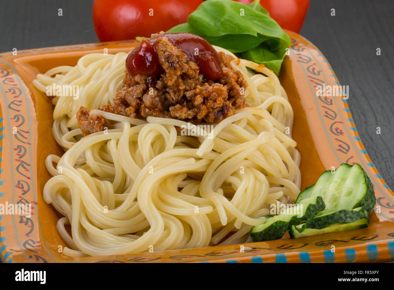 Pasta Bolognese with fresh herbs Stock Photo Alamy
