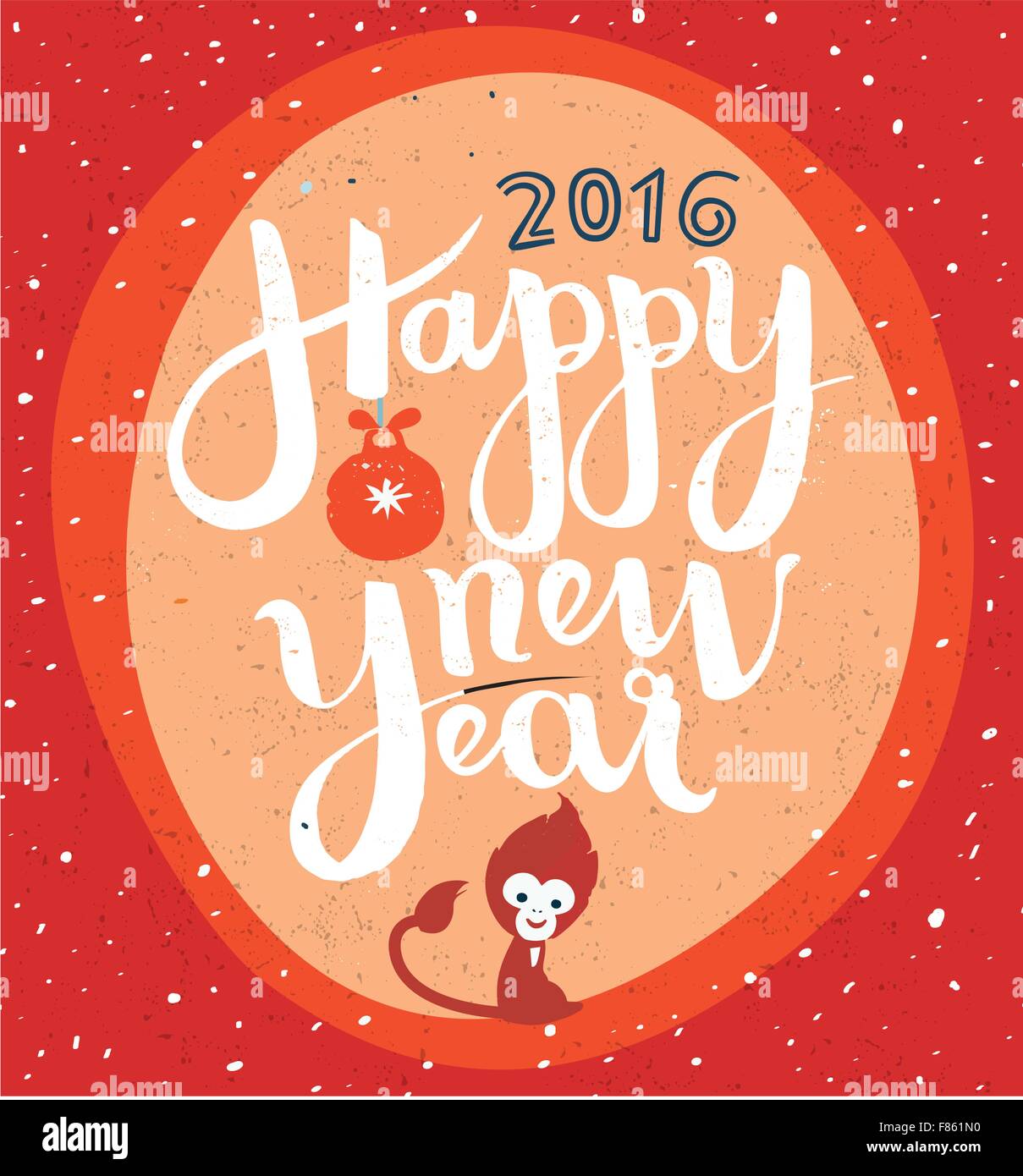 Happy New Year hand made lettering, greeting card Stock Vector Image ...