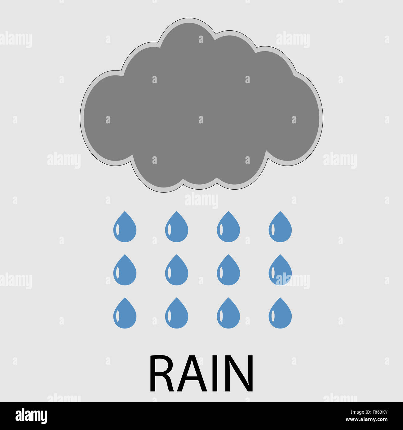 Rain icon weather. Cyclone and climatology, downpour and rainstorm, drizzle humidity, meteorology weather climate. Vector art de Stock Photo