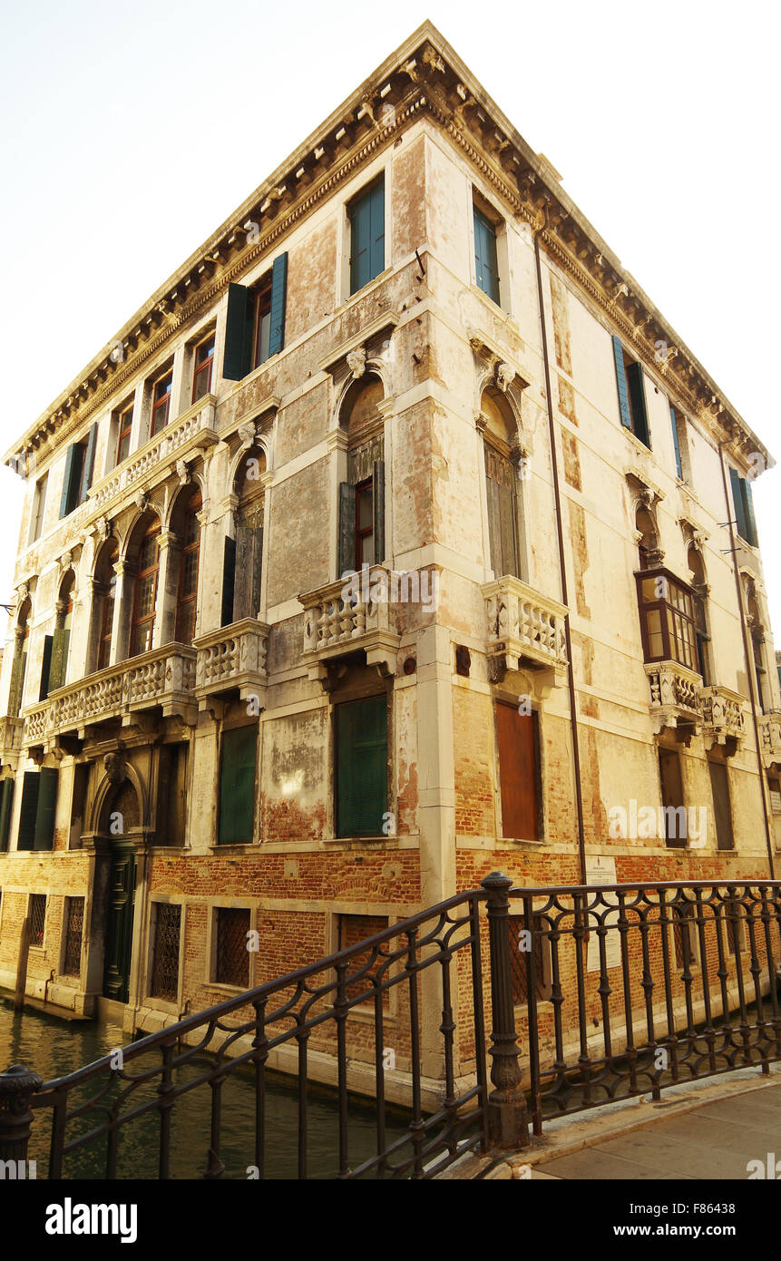 Venice, Italy, Palazzo Cavagnis Morosini, view on Rio de S Severo Stock Photo