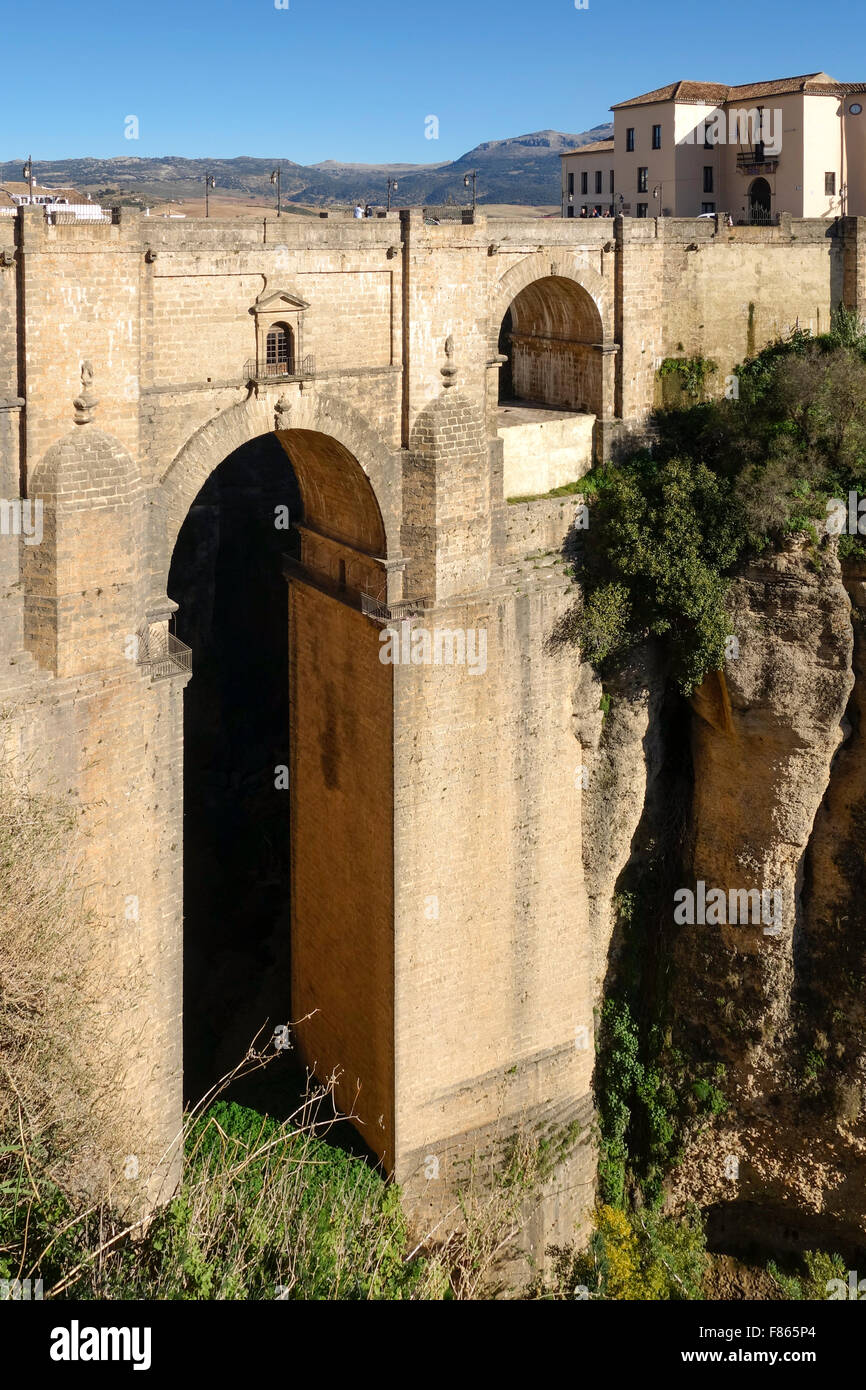 Puente Nuevo Bridge of Ronda, mountain village, Andalusia, Spain. Stock Photo